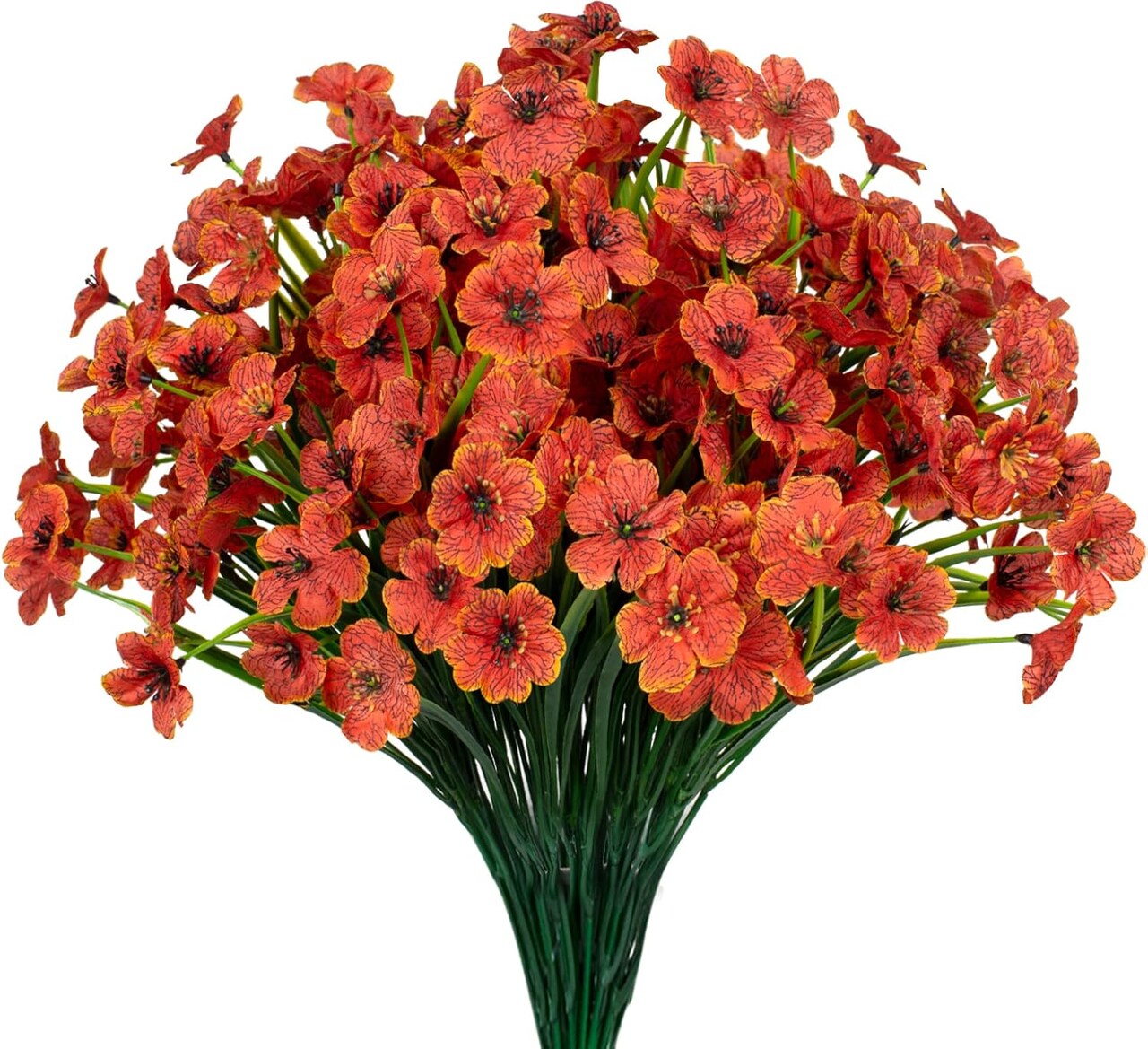 15-Bundle Artificial Outdoor Flowers – UV-Resistant Faux Plastic and Silk Plants for Window Boxes, Garden, Porch, and Home Décor (Orange)